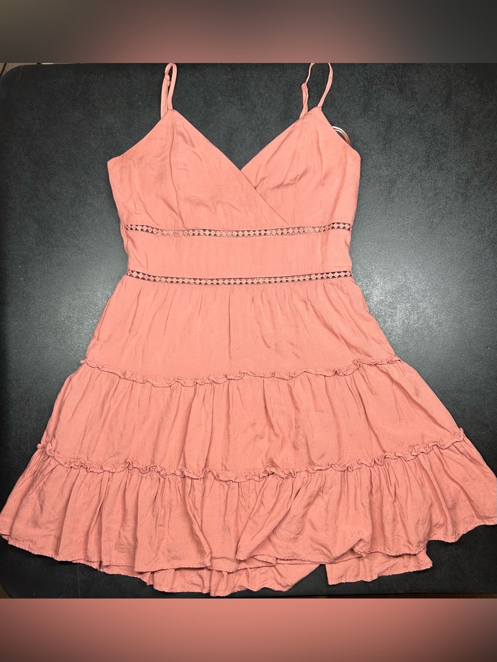 Mi Ami Size M Mauve Pink Ruffle Trim Tiered Cami Dress